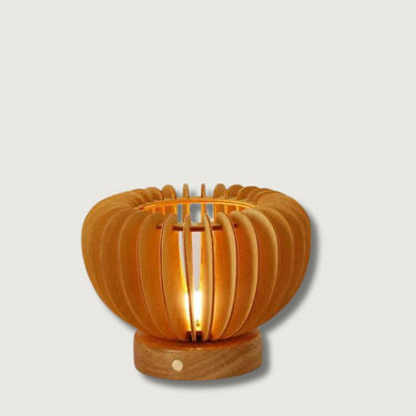 Wooden Table Lamp with Sculptural Design and Touch Controls – Eco-Friendly Bedside Lamp for Living Room and Bedroom 0